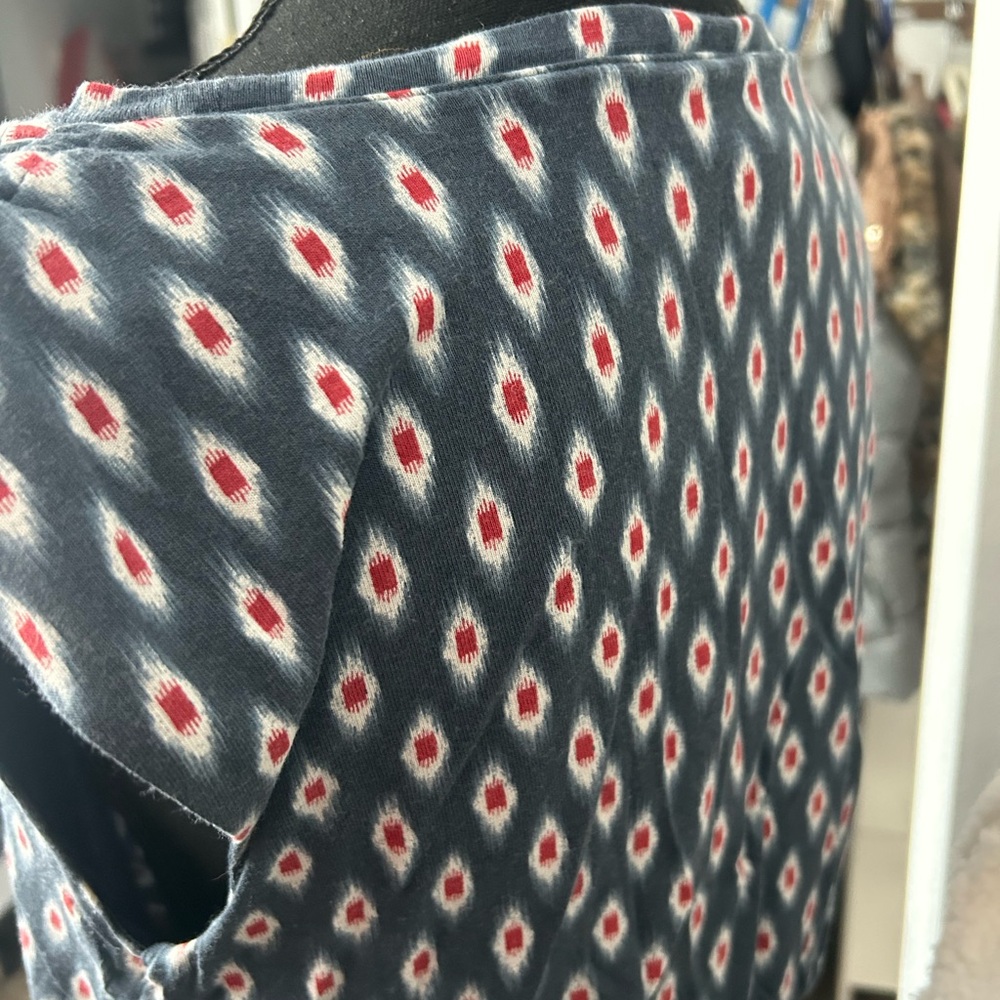LOFT Navy and Red Patterned dress- MP - Picture 3 of 9